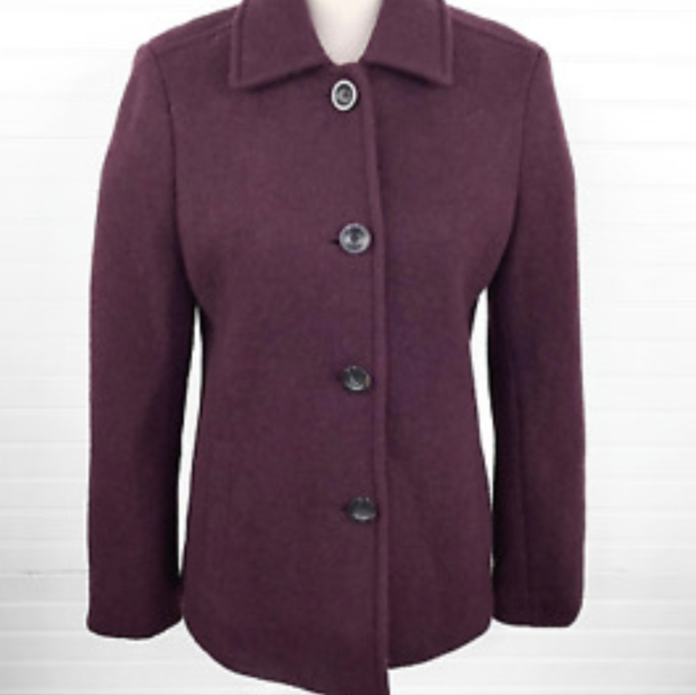 Lands End Womans Wool Purple Peacoat in Size 4